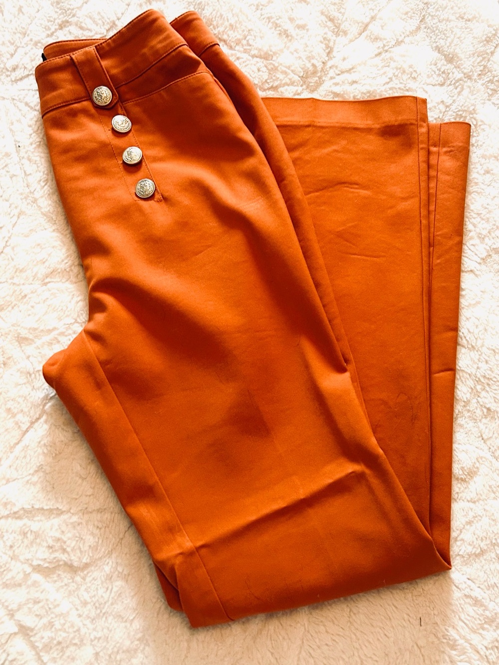 New York & Company Women's Burnt Orange Pant with Gold Buttons